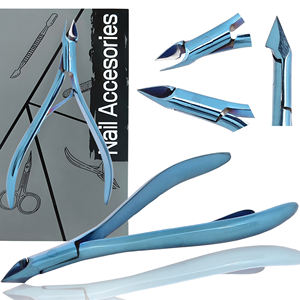 Coupe-cuticules professionnel en titane bleu, coupe-cuticules en acier inoxydable, outil de manucure de salon, outils à ongles personnalisables - Product Image 1