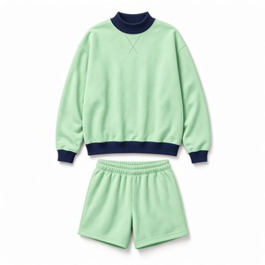 Conjunto de Sudadera Holgada para Mujer, Estilo Casual, Pantalones Cortos, Top de Manga Larga con Cuello Alto, Ropa Informal para el Día a Día - Product Image 6