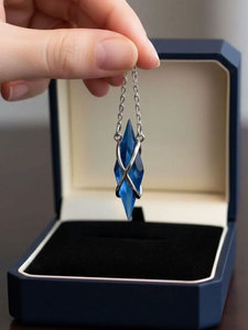 จี้โอปอลเอธิโอเปียสีน้ำเงินทรงแหลม พร้อมสร้อยเงิน-ของขวัญงานหมั้นงานแต่งงาน-เครื่องประดับคริสตัลบำบัดทำมือ - Product Image 3