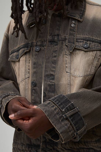 Veste en jean noire pour homme, sur mesure, de haute qualité, boutonnée, décontractée, ample, tendance, 100% coton, pour l'automne et l'hiver - Product Image 6