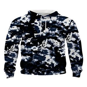 Sudadera con Capucha Informal para Hombre, 100% Algodón, Estilo Tie-Dye, Tela Elástica para Primavera/Otoño, Bolsillo Delantero, Corte Holgado, Estampado - Product Image 1