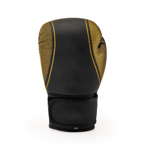 Gants d'entraînement de boxe professionnels, noir et jaune, en maille respirante, fermeture Velcro, équipement de sparring pour adultes, 12 oz - Product Image 2