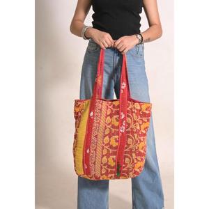 Bolsa de Mano de Algodón Kantha Hecha a Mano, con Diseño Floral, Duradera, Estilo Vintage, con Correa para el Hombro, Unisex, para Compras Diarias - Product Image 4