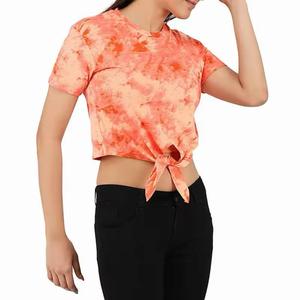 T-shirts en tissu tricoté respirant, écologique et à séchage rapide pour femmes, col rond, impression personnalisée, service OEM, tie-dye, vente en gros - Product Image 1
