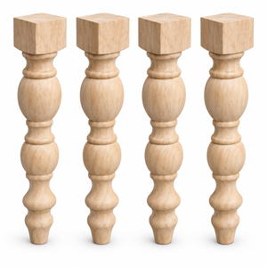 Pata de Mesa de Madera Maciza, Patas de Muebles Talladas en Madera, Forma de Calabaza, Estilo Tradicional, para Sala de Estar, Fácil Instalación - Product Image 1