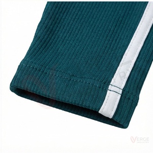 <b>Women's</b> Dark <b>Green</b> Ribbed Racerback Crop Top High Waist <b>Leggings</b> 2 Piece Yoga Set - Product Image 6
