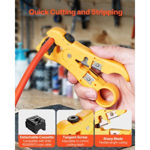 Kit de Herramientas para Crimpar Cables Coaxiales con 30 Conectores Tipo F RG6, Pelacables y Herramienta de Compresión para Cableado Coaxial - Product Image 3