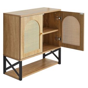 Armadietto da Bagno a Parete con 2 Ante e Ripiano Regolabile per Organizzazione Medicinali, in MDF, Montaggio a Parete - Product Image 1