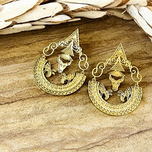 Nuevos Pendientes Boho con Diseño de Toro, Pendientes Tribales de Latón para Mujer, Chapados en Oro de 18k, Joyería de Filigrana con Motivos Animales para Venta al por Mayor/OEM/ODM - Product Image 6