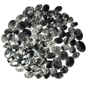 พลอยรูปไข่ทรงรูปไข่แบบไม่เจียระไน ควอตซ์รูไทล์ธรรมชาติ คาโบชอง รูไทล์สีดำ อเนกประสงค์ ขนาด 20-45 มม. น้ำหนัก 8-12 กรัม สำหรับทำสร้อยคอ - Product Image 1