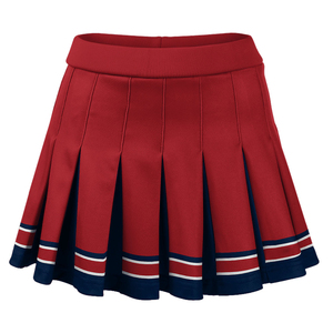 Mini-jupe plissée rouge pour femme de qualité supérieure, couleur unie, taille élastique, respirante, style sportif, toutes saisons, tissu tissé - Product Image 3