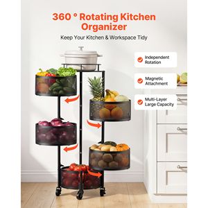 "5-Tier Heavy Duty <b>Wire</b> <b>Basket</b> Cart with Rotating Design Large Capacity Cleaning Use" - Product Image 2