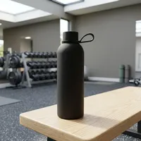 Bouteille d'eau sport en acier inoxydable à isolation sous vide, étanche, à double paroi, forme cola, réutilisable, pour boissons chaudes et froides, noire