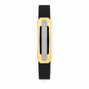 18KT Gold Black Ceramic Diamond Pavé Bar Bracelet <b>for</b> <b>Men</b> High Polish Contemporary Luxury Wedding Party Daily Wear Gift Jewelry - Product Image 5