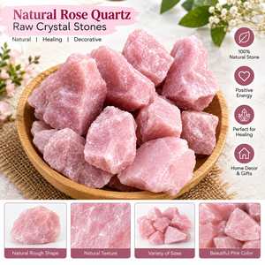 Cuarzo Rosa Natural en Bruto, Cristal de Cuarzo Rosa sin Pulir, Piedras de Cristal Curativas para Joyería y Decoración del Hogar, en Oferta - Product Image 1