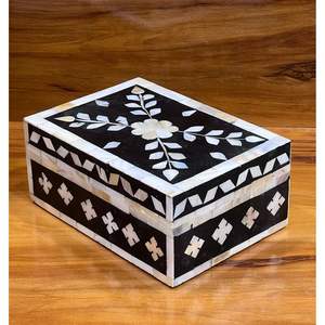 Boîte de rangement pour bijoux en os incrusté faite à la main, décoration d'intérieur artisanale - Product Image 4