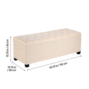 Banc ottoman de rangement capitonné avec cadre métallique, coffre de rangement en lin rembourré à rabat pour hôtel, siège d'appoint, finition boutonnée, pour la fin du lit ou comme table de chevet - Product Image 6