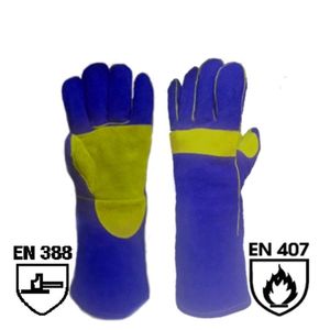 Gants de soudage en cuir de vachette de qualité supérieure, cousus en Kevlar, double paume, résistants à la chaleur, pour travaux de sécurité MIG TIG - Product Image 1