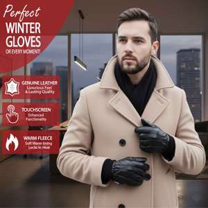 Black wrist length thermal <b>gloves</b> Winter <b>warm</b> leather <b>gloves</b> Faux fur lined leather <b>gloves</b> Mens leather winter <b>gloves</b> - Product Image 3