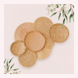 Lot de paniers muraux ronds en osier faits à la main pour la décoration murale rustique et champêtre - Product Image 6