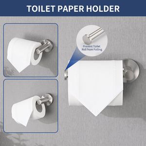 Brushed Nickel Bathroom <b>Hardware</b> Set 4-Piece Wall Mounted Stainless Steel Towel Bar Robe Hooks Includes 16-Inch Hand Towel Bar - Product Image 5