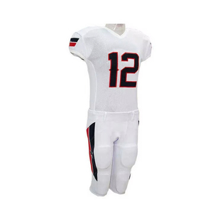 White American Football Uniform Set Number 12 V-Neck Sleeveless Jersey Elastic Waist Pants Unisex Adult Breathable - Product Image 1