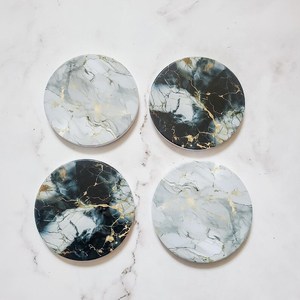 Sous-verres en céramique imitation marbre imperméables, décoration élégante pour la maison, ensemble de sous-verres - Product Image 2
