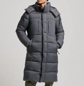 Men Long Hooded Puffer Jacket Down Filled Windproof <b>Thick</b> <b>Winter</b> <b>Coat</b> Stand Collar Zipper Closure Solid Color Casual Style - Product Image 1