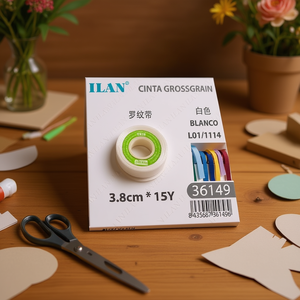 Nastro Grosgrain 3,8 cm 15Y Bianco per Artigianato e Decorazione - Product Image 2