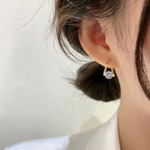 Pendientes de Aro Trenzados de Plata de Ley 925 con Moissanita, Joyería Fina de Lujo para Mujer, con una Sola Piedra Redonda de Diamante de Laboratorio - Product Image 1