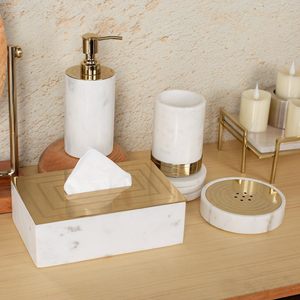 Luxury interior decor decorative <b>bath</b> accessories handcrafted stone artistry premium home decor marble <b>storage</b> container - Product Image 1