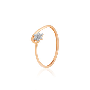 Anillo de Oro Rosa con Diamante Natural de 0.07 Quilates, Color H I, Corte Brillante Redondo, Joyería Fina Elegante y Brillante - Product Image 3