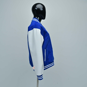 Best Selling Blue <b>White</b> Varsity <b>Jacket</b> Full Sleeve Contrast Color Embroidery Left Sleeve Regular Fit Autumn Wear Varsity <b>Jackets</b> - Product Image 3