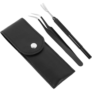 Herramientas Premium para la Eliminación de Garrapatas y Pulgas para Mascotas, Perros, Gatos y Humanos, Color Negro, Pinzas de Punta Fina - Product Image 1
