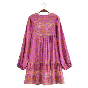Vestido Mini Estampado para Mujer con Volantes en el Bajo, Vestido de Verano - Product Image 2