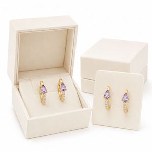 Hypoallergenic Teardrop Huggie <b>Earrings</b> with 18K Gold Plated Luxury Colored CZ for Women Sensitive Ears - Product Image 2