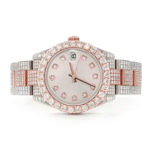Montre mécanique de luxe pour homme Prince Jewellers avec cadran intelligent, bracelet serti de diamants et de moissanite, style Hip Hop, personnalisable, haute qualité, entièrement pavée - Product Image 1