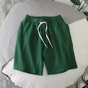 <b>Men</b> Solid Color Cotton Drawstring Shorts Regular Fit Breathable Swim <b>Trunk</b> Green - Product Image 1