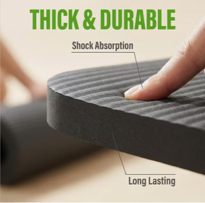 Thickened Yoga Mat 200cm x 61cm <b>Black</b> Ribbed Design for Home Workout Fitness Training Shock Resistant Cushioning - Product Image 4