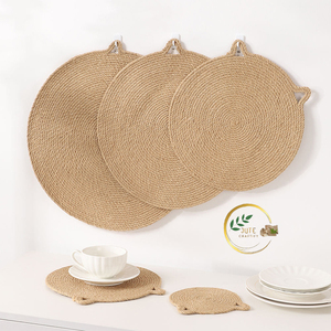 เสื่อปอกระเจาทำด้วยมือ-แผ่นรองจานใยอาหารธรรมชาติสำหรับตกแต่งห้องครัวร้านอาหารและโต๊ะโรงแรม - Product Image 2