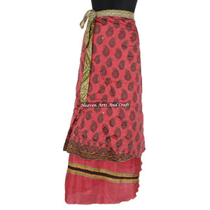Fabricante de faldas de seda estilo sari, mágicas, envolventes, bohemias, elegantes, multicolor, para verano, cómodas, a la moda, estilo hippie. - Product Image 2