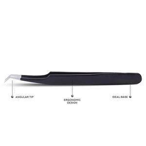 Pince à épiler professionnelle de précision en acier inoxydable, pointe lisse, finition noire mate, fabriquée sur site - Product Image 4