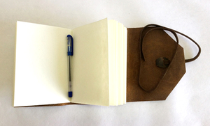 Handmade Cotton Paper <b>Leather</b> Journal with Recycled Cotton <b>Strings</b> Spine Stitching Front Flap-100 Inner Pages - Product Image 4