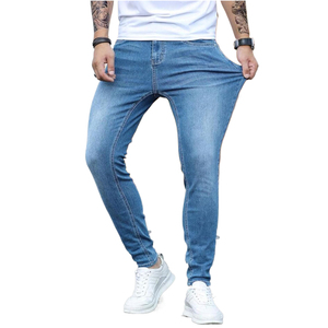 Nouveau Jean Slim Fit Homme Coupe Bootcut Bleu Foncé Uni Super Extensible Décontracté Hiver avec Rivets et Boutons - Product Image 3