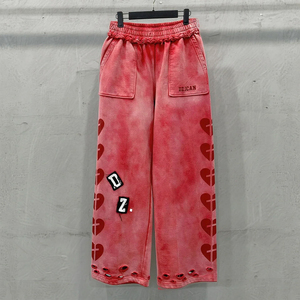 Pantalon de jogging streetwear personnalisé 2026 pour homme, coupe ample, effet vieilli, délavé à l'acide, style sport, jambe droite oversize - Product Image 2