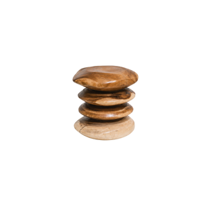 ARTERRA Premium Teak Wood Pedestal <b>Stool</b> Modern Round Side <b>Table</b> Luxury Accent End <b>Table</b> for Living Room - Product Image 2