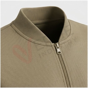 Ensemble de survêtement kaki pour homme, manches longues, col montant, fermeture éclair sur le devant, couleur unie, respirant, coupe décontractée, vêtements d'automne - Product Image 4