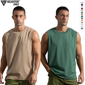Camisetas de Tirantes Deportivas Personalizadas de Algodón Puro para Hombre, Tallas Grandes, para Gimnasio, Entrenamiento Muscular, Camisetas sin Mangas para Correr - Product Image 2