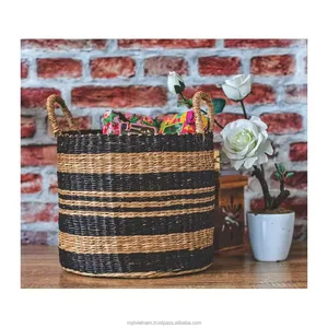 Direct Factory Seagrass <b>Woven</b> <b>Basket</b> With Lid - Ideal for Planters, Storage, and Laundry Hamper for Your Home - Product Image 5