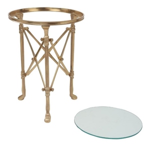 Table d'appoint en laiton style vintage, table d'appoint de luxe avec plateau en verre amovible, table de chevet moderne, personnalisation disponible - Product Image 1